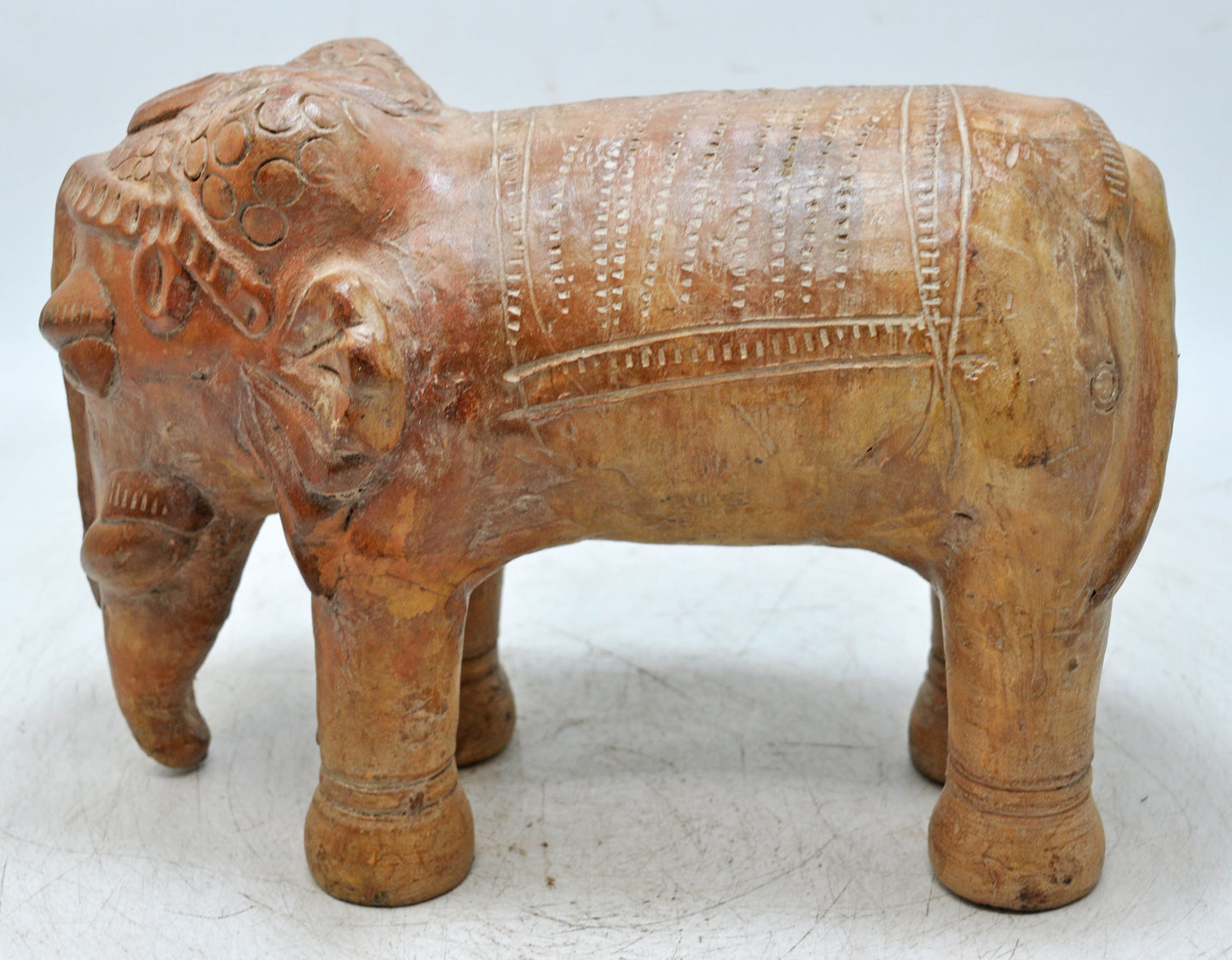 Vintage Terracotta Pottery Elephant Figurine Hand Crafted Fine Painted