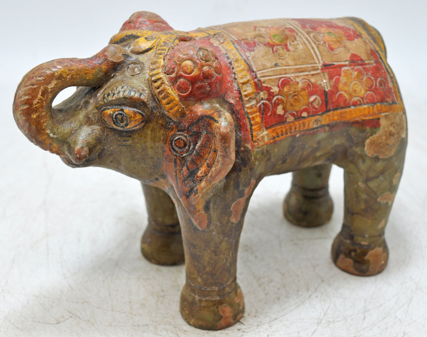 Vintage Terracotta Pottery Elephant Figurine Hand Crafted Fine Painted