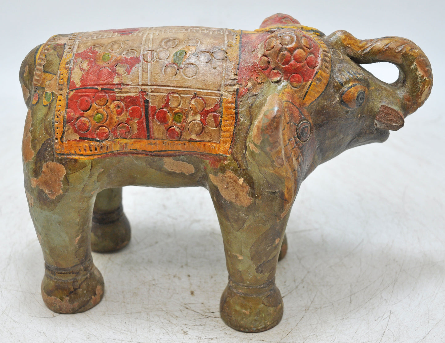 Vintage Terracotta Pottery Elephant Figurine Hand Crafted Fine Painted