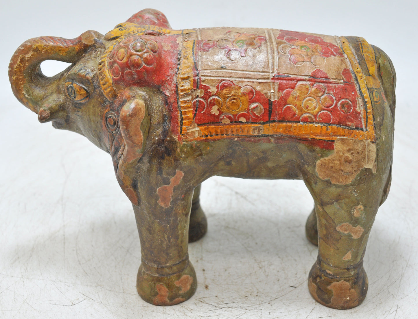 Vintage Terracotta Pottery Elephant Figurine Hand Crafted Fine Painted