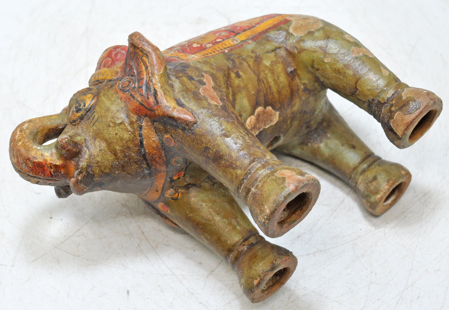 Vintage Terracotta Pottery Elephant Figurine Hand Crafted Fine Painted