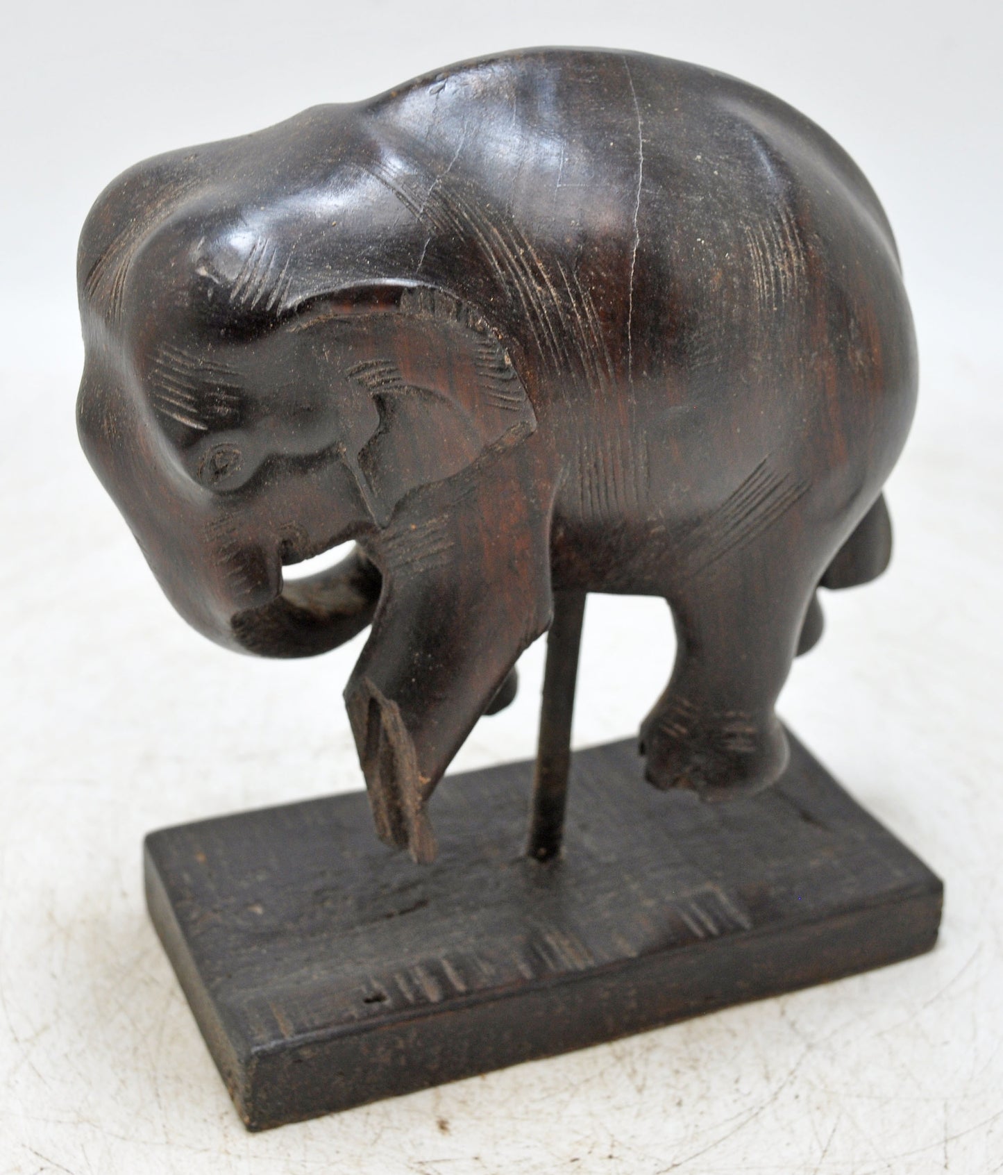 Antique Wooden Elephant Figurine Original Old Fine Hand Carved