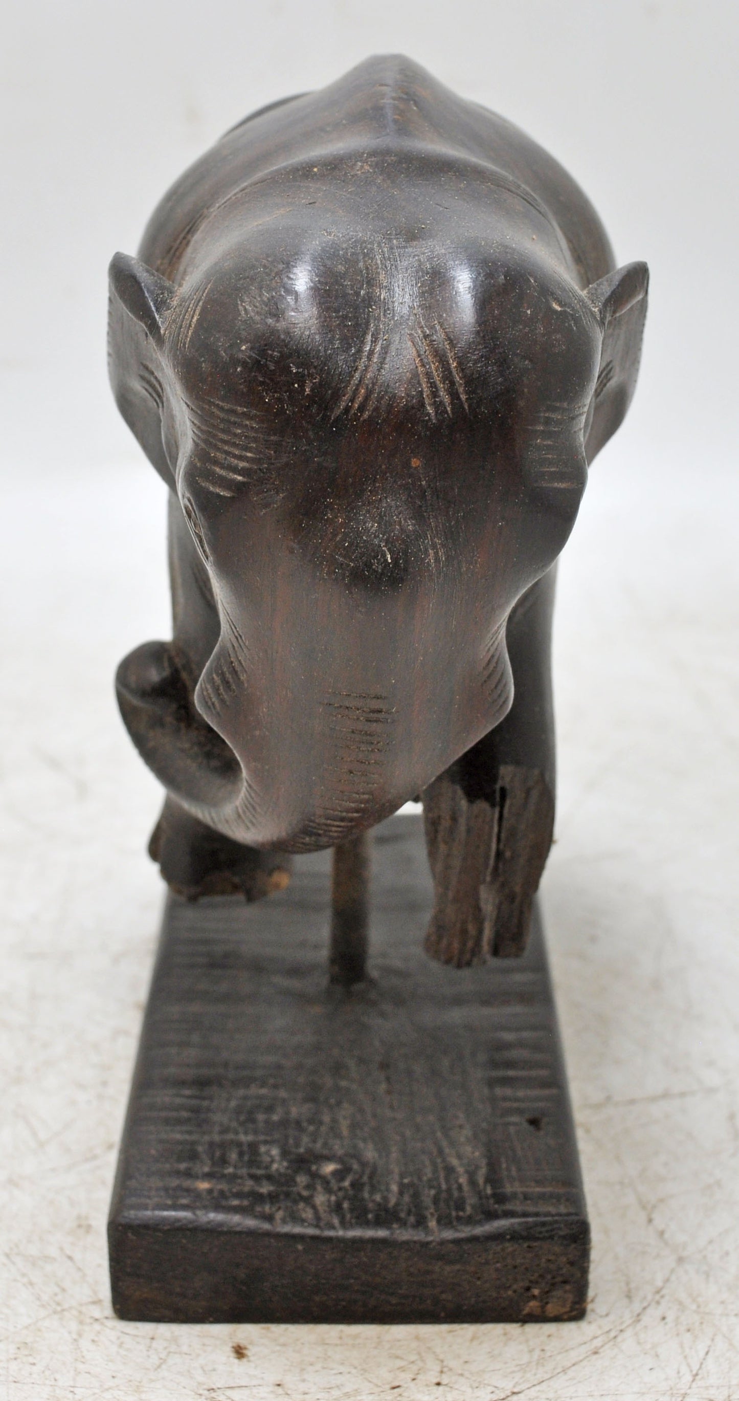 Antique Wooden Elephant Figurine Original Old Fine Hand Carved