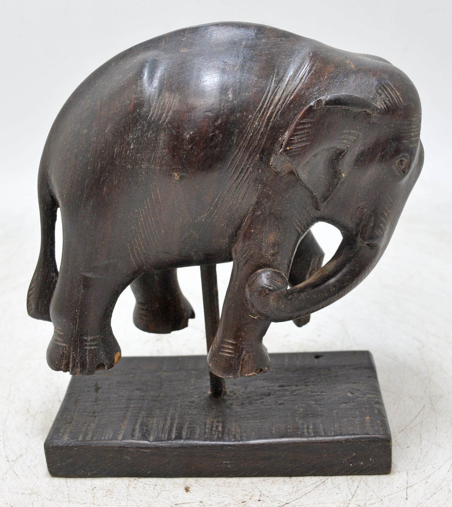 Antique Wooden Elephant Figurine Original Old Fine Hand Carved