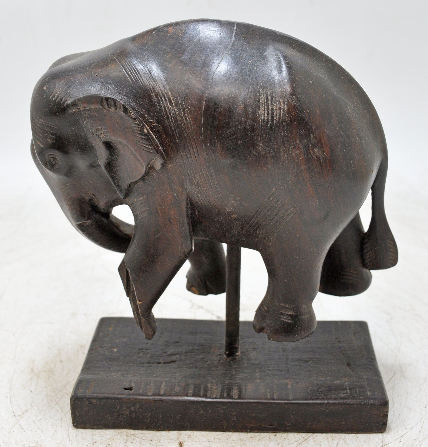 Antique Wooden Elephant Figurine Original Old Fine Hand Carved