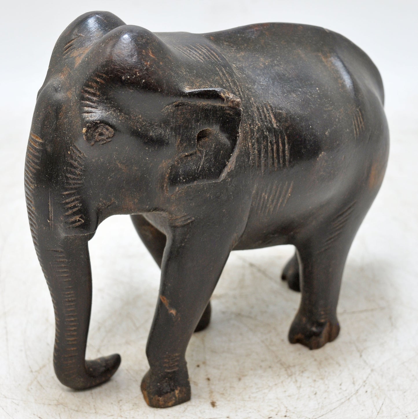 Antique Wooden Elephant Figurine Original Old Fine Hand Carved