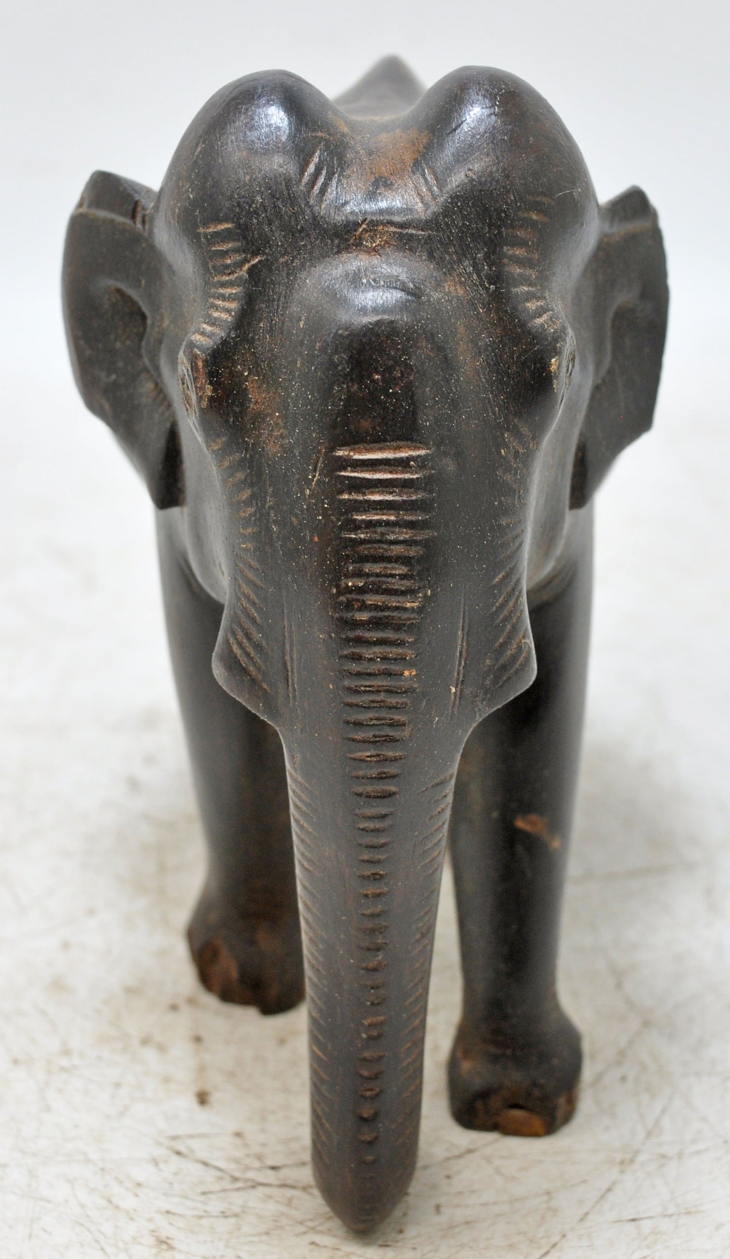 Antique Wooden Elephant Figurine Original Old Fine Hand Carved
