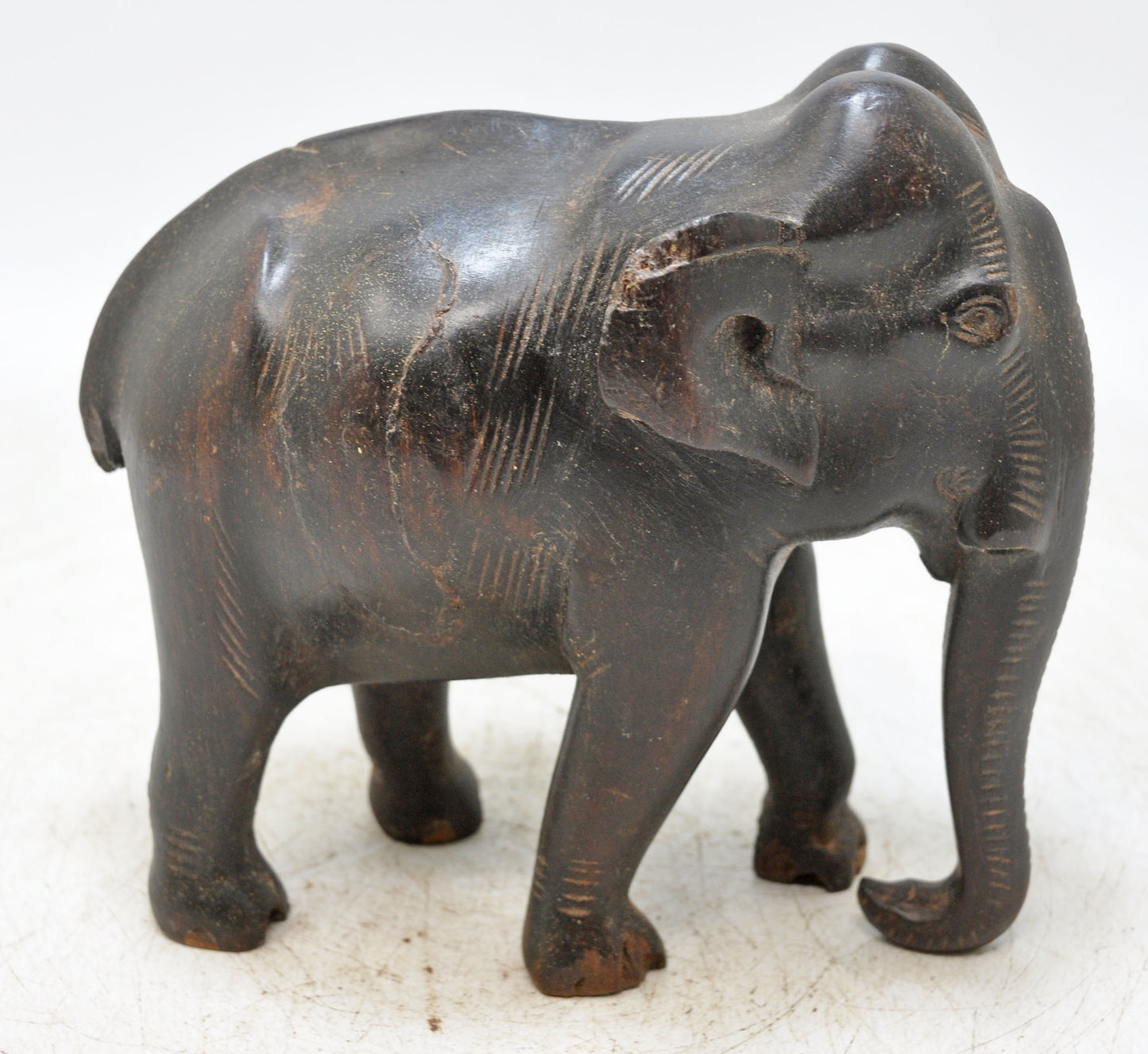Antique Wooden Elephant Figurine Original Old Fine Hand Carved