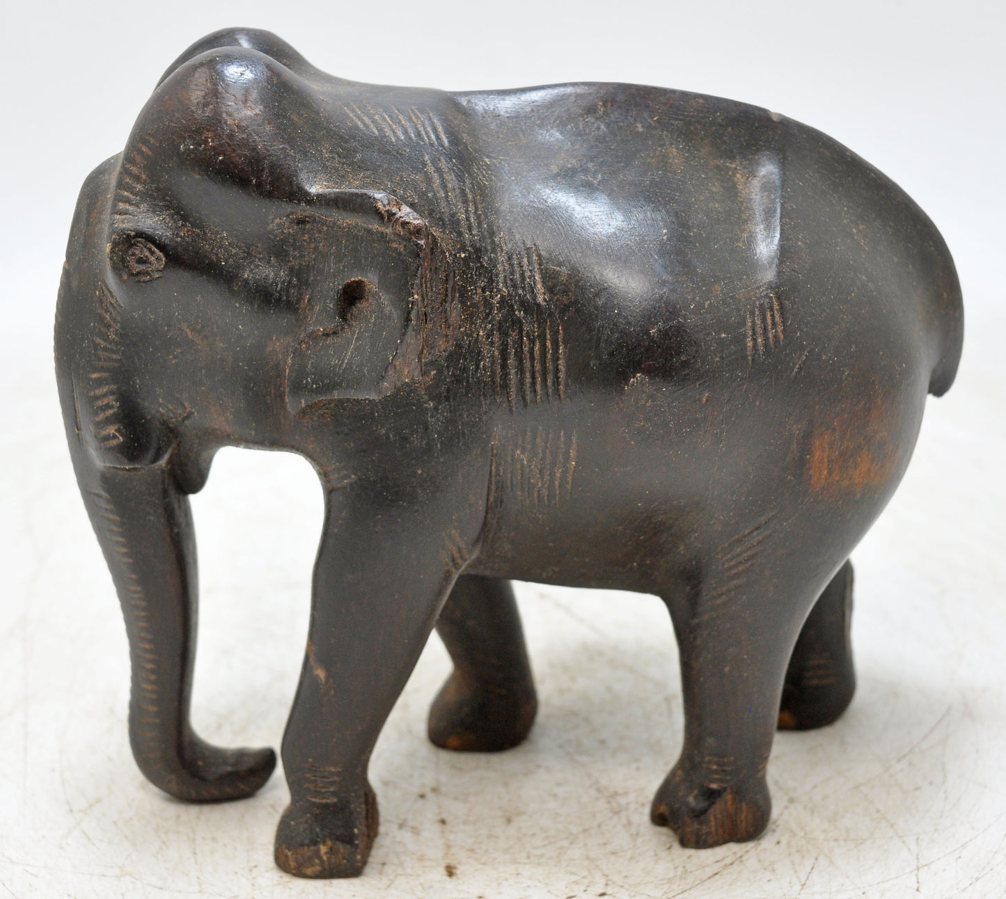 Antique Wooden Elephant Figurine Original Old Fine Hand Carved