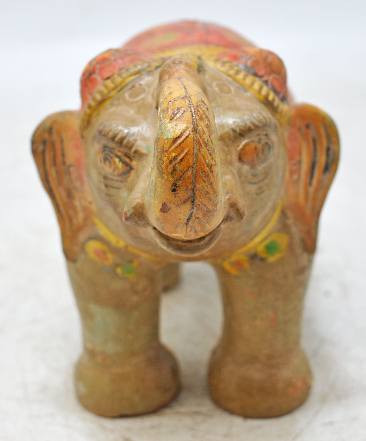 Vintage Terracotta Pottery Elephant Figurine Hand Crafted Fine Painted
