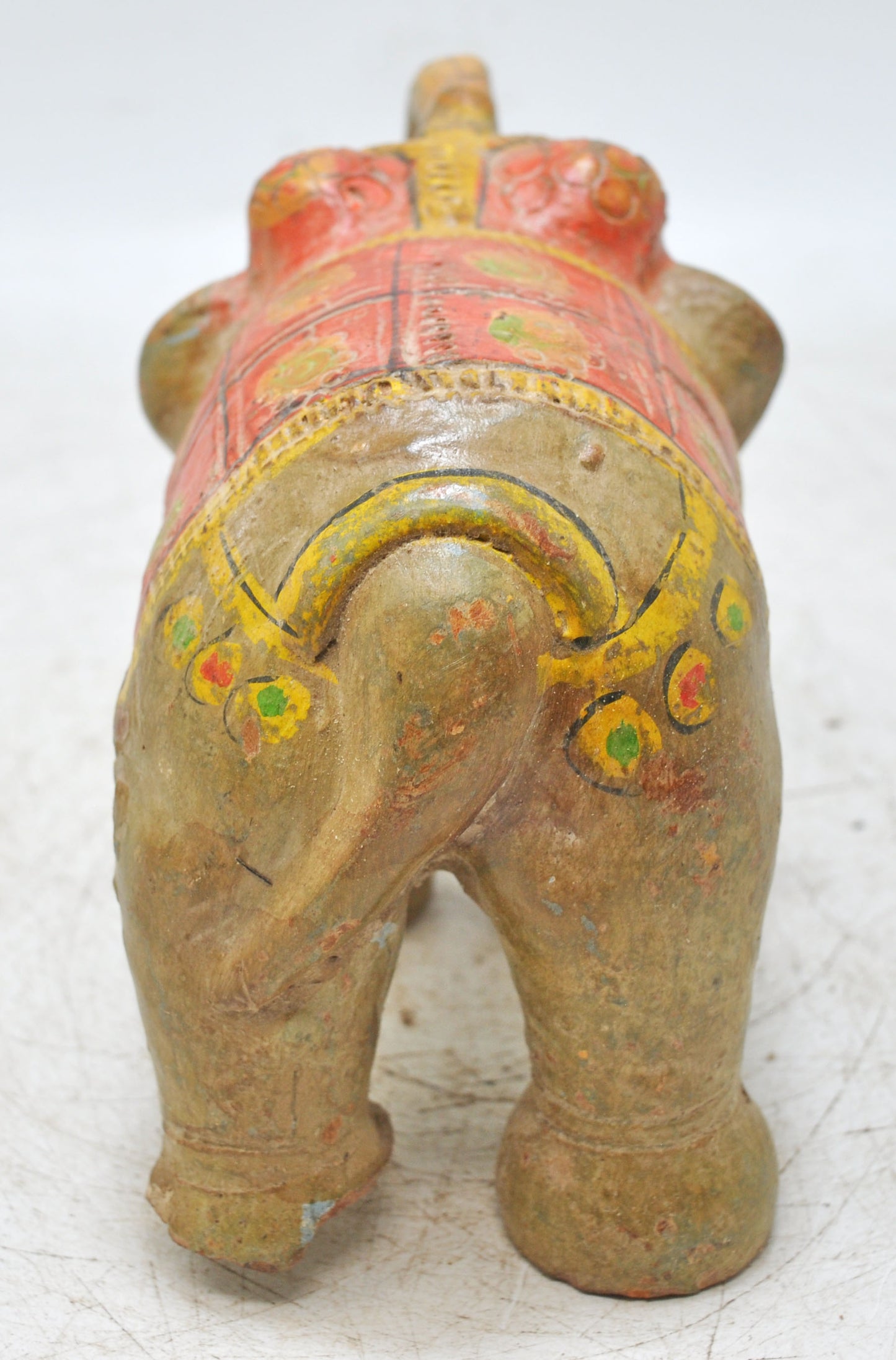 Vintage Terracotta Pottery Elephant Figurine Hand Crafted Fine Painted