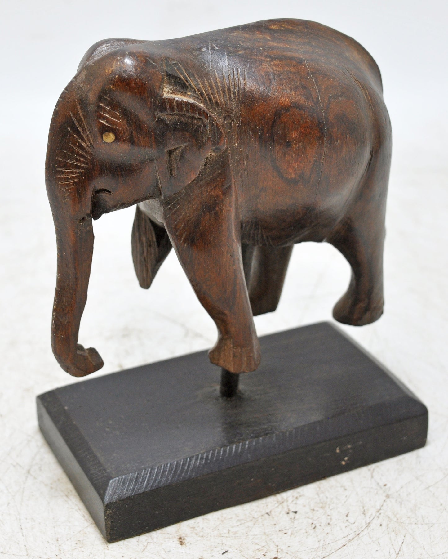 Antique Wooden Elephant Figurine Original Old Fine Hand Carved