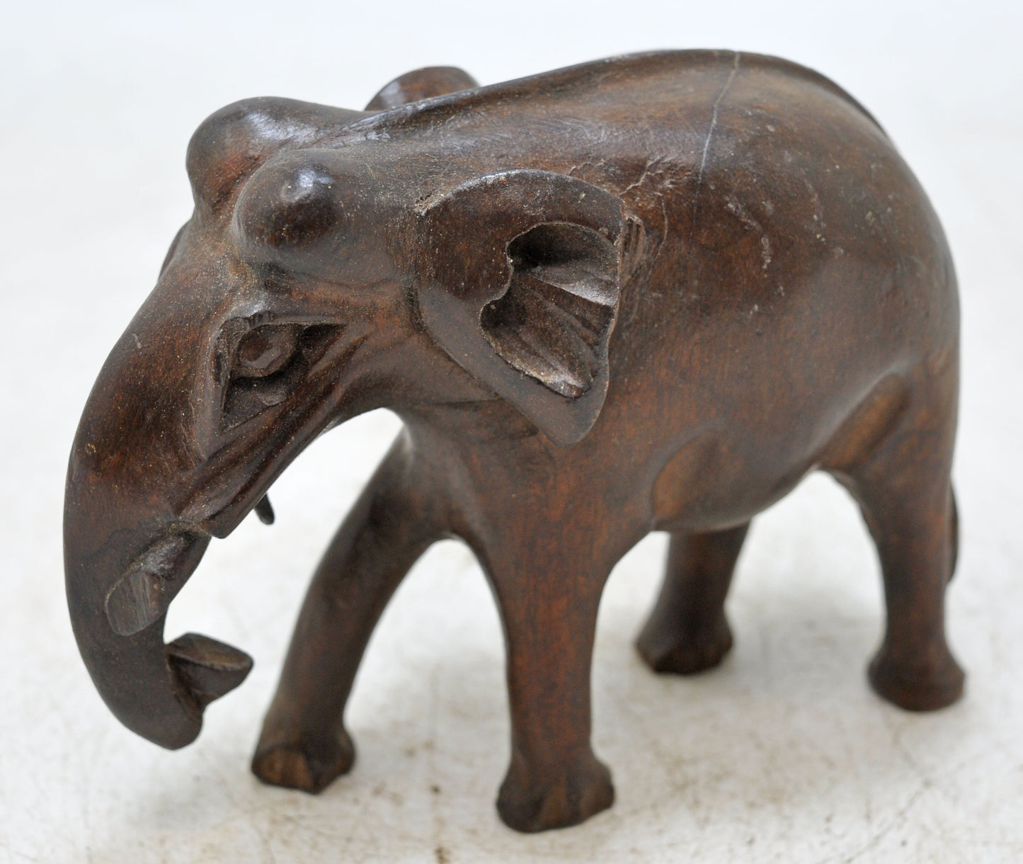 Antique Wooden Elephant Figurine Original Old Fine Hand Carved
