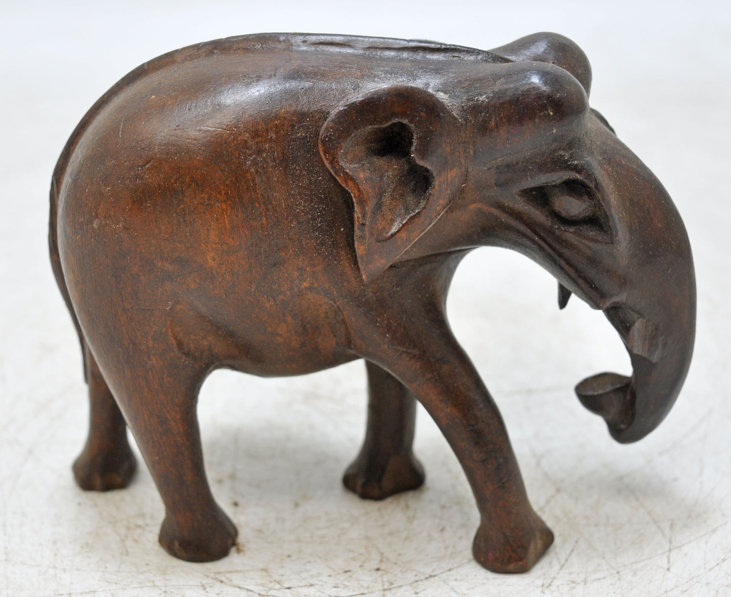 Antique Wooden Elephant Figurine Original Old Fine Hand Carved