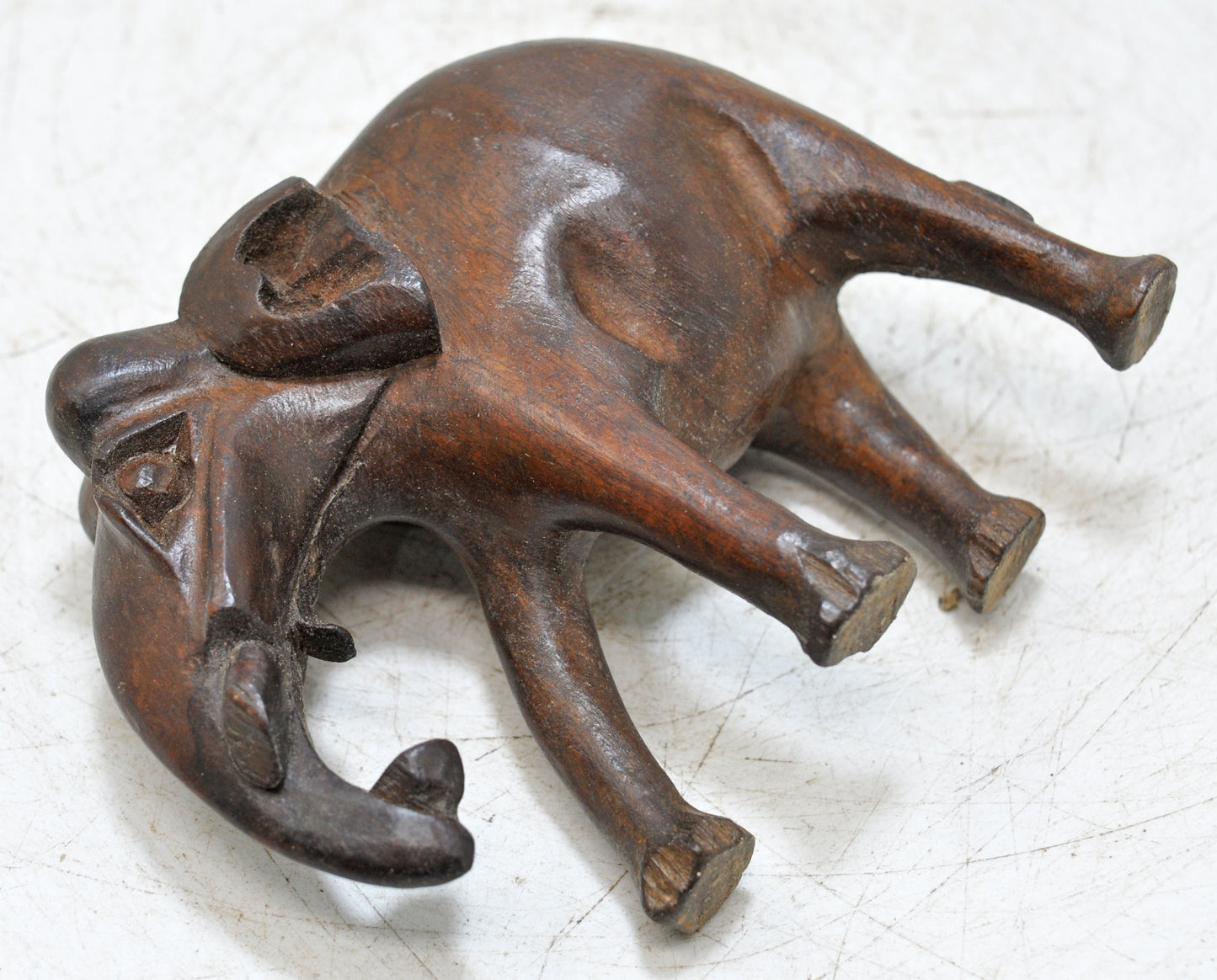 Antique Wooden Elephant Figurine Original Old Fine Hand Carved