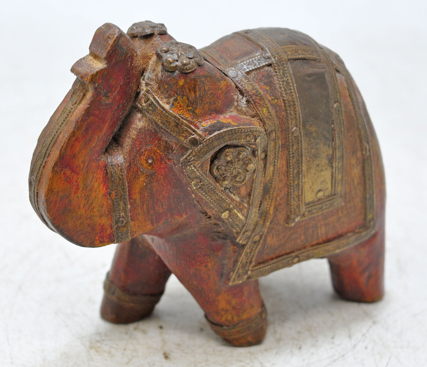 Antique Wooden Elephant Figurine Original Old Fine Hand Carved