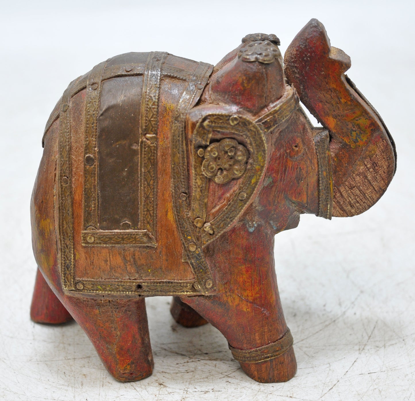 Antique Wooden Elephant Figurine Original Old Fine Hand Carved