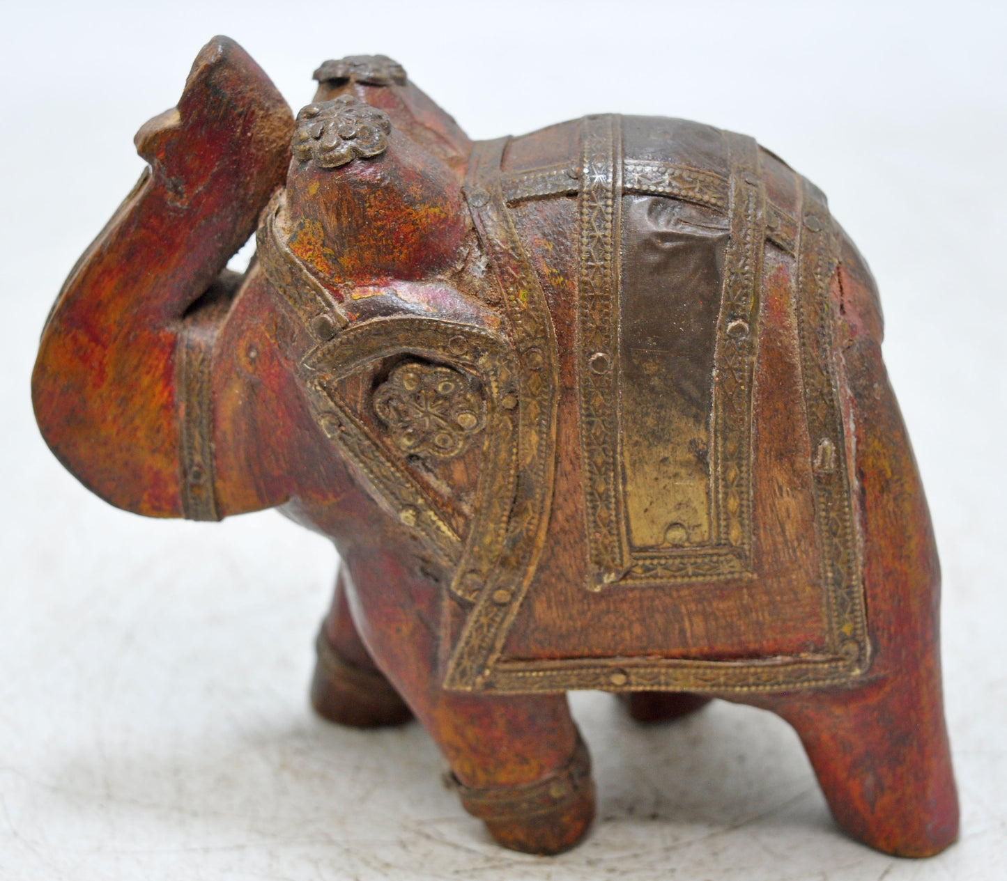 Antique Wooden Elephant Figurine Original Old Fine Hand Carved