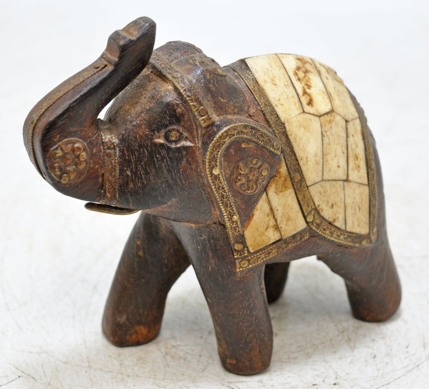 Antique Wooden Elephant Figurine Original Old Fine Hand Carved