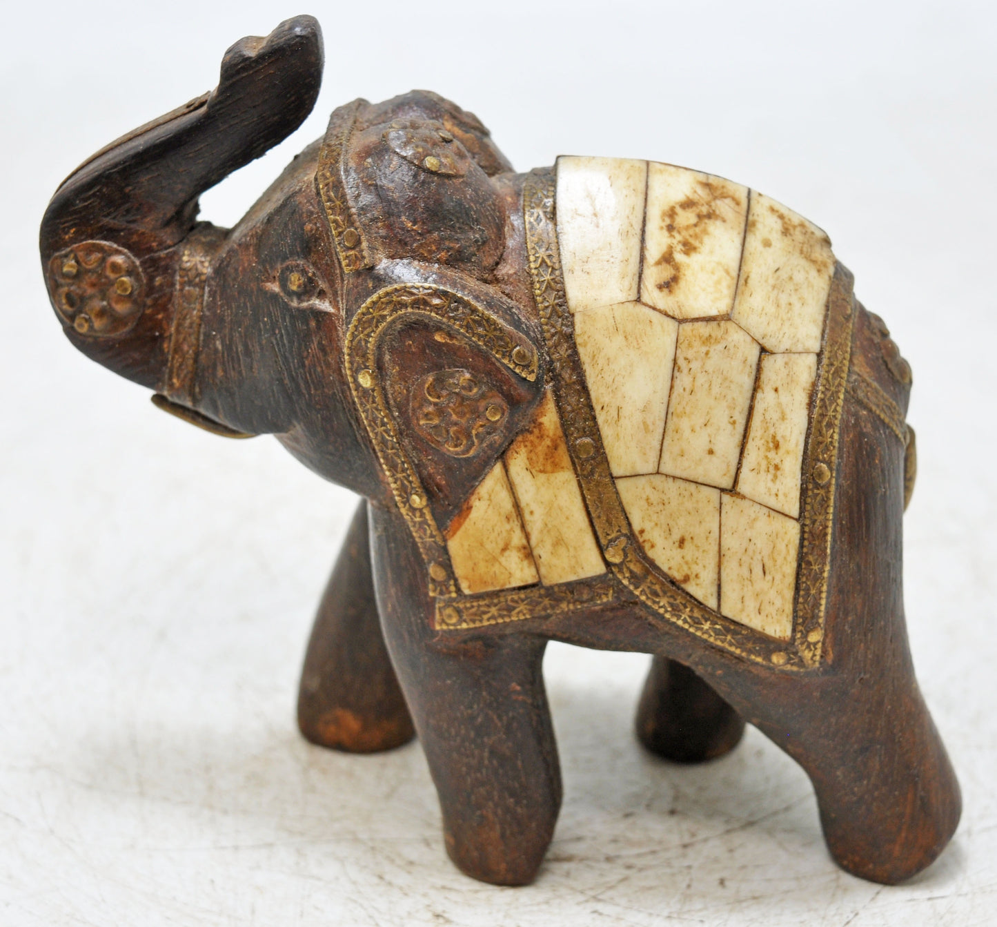 Antique Wooden Elephant Figurine Original Old Fine Hand Carved