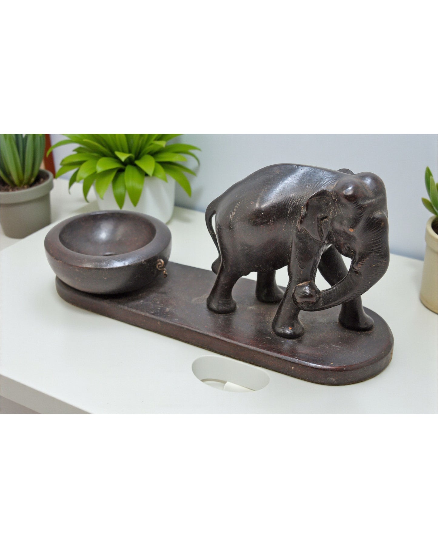 Antique Wooden Elephant Figurine Original Old Fine Hand Carved