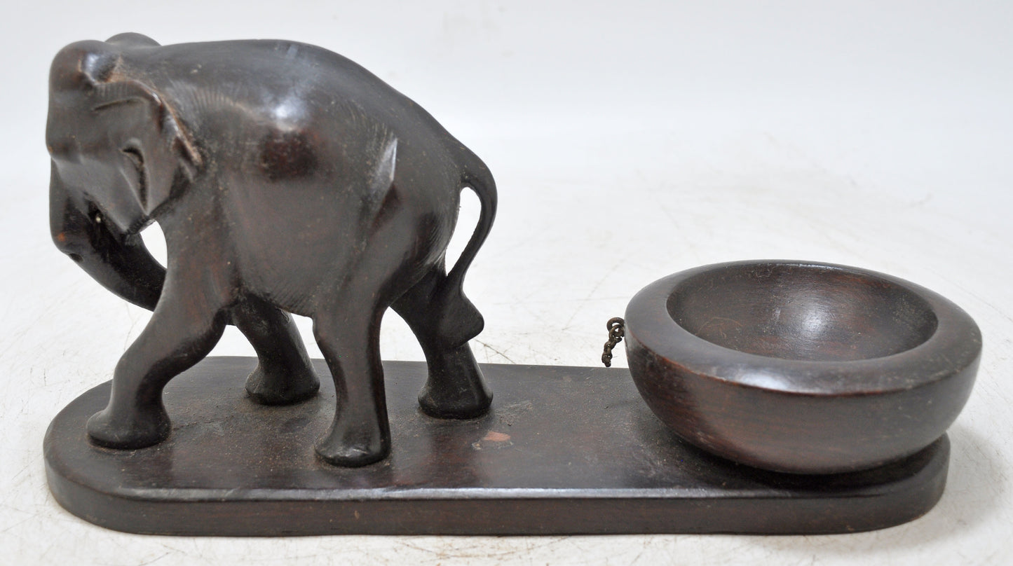 Antique Wooden Elephant Figurine Original Old Fine Hand Carved