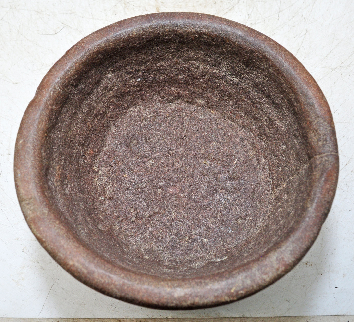 Antique Sand Stone Round Curry Bowl Original Old Hand Carved