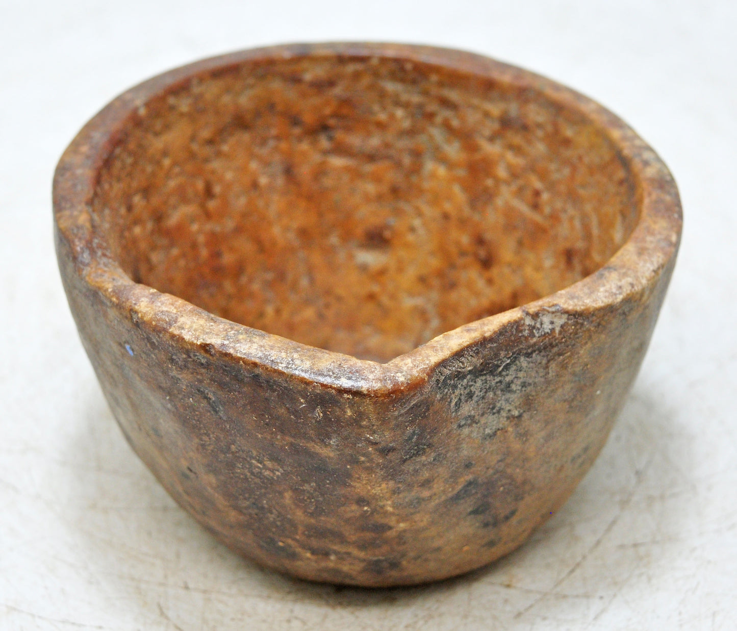 Antique Sand Stone Round Curry Bowl Original Old Hand Carved