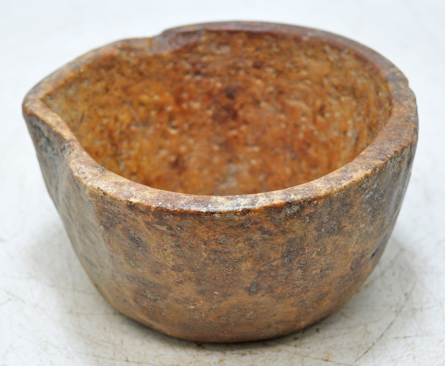 Antique Sand Stone Round Curry Bowl Original Old Hand Carved