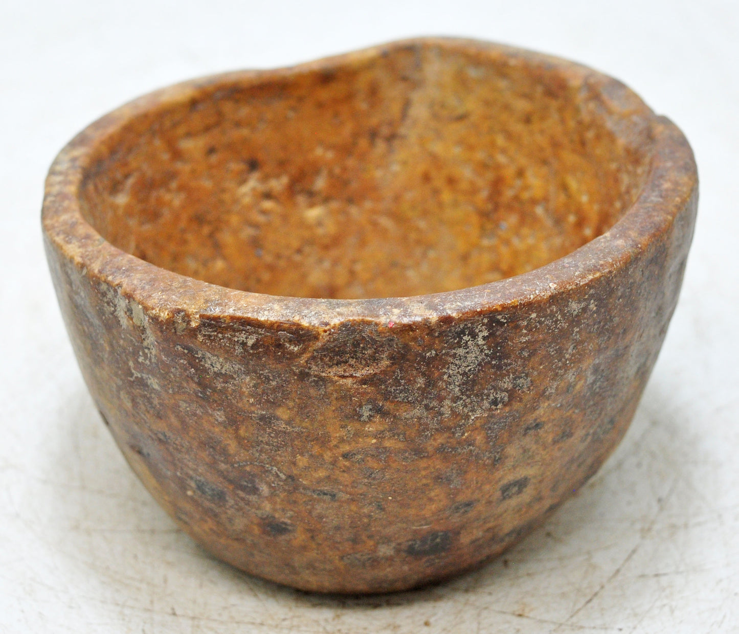 Antique Sand Stone Round Curry Bowl Original Old Hand Carved