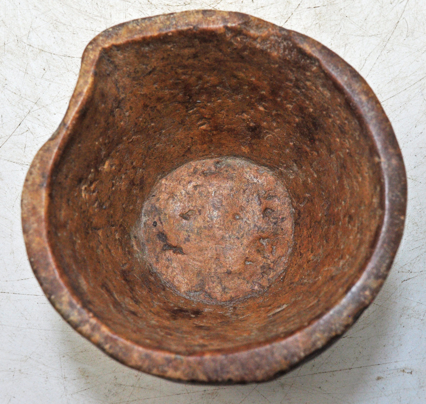 Antique Sand Stone Round Curry Bowl Original Old Hand Carved