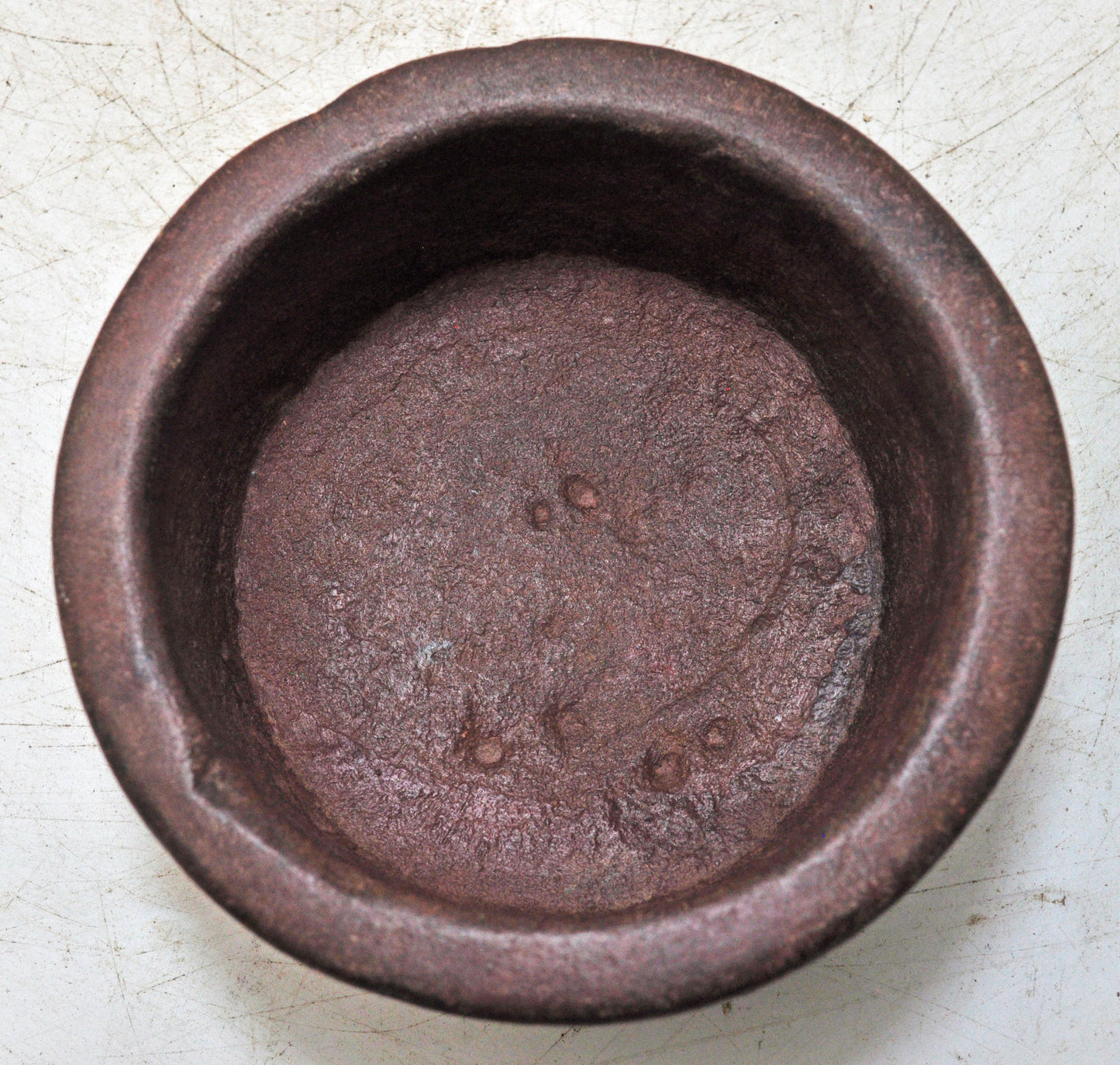 Antique Sand Stone Round Curry Bowl Original Old Hand Carved