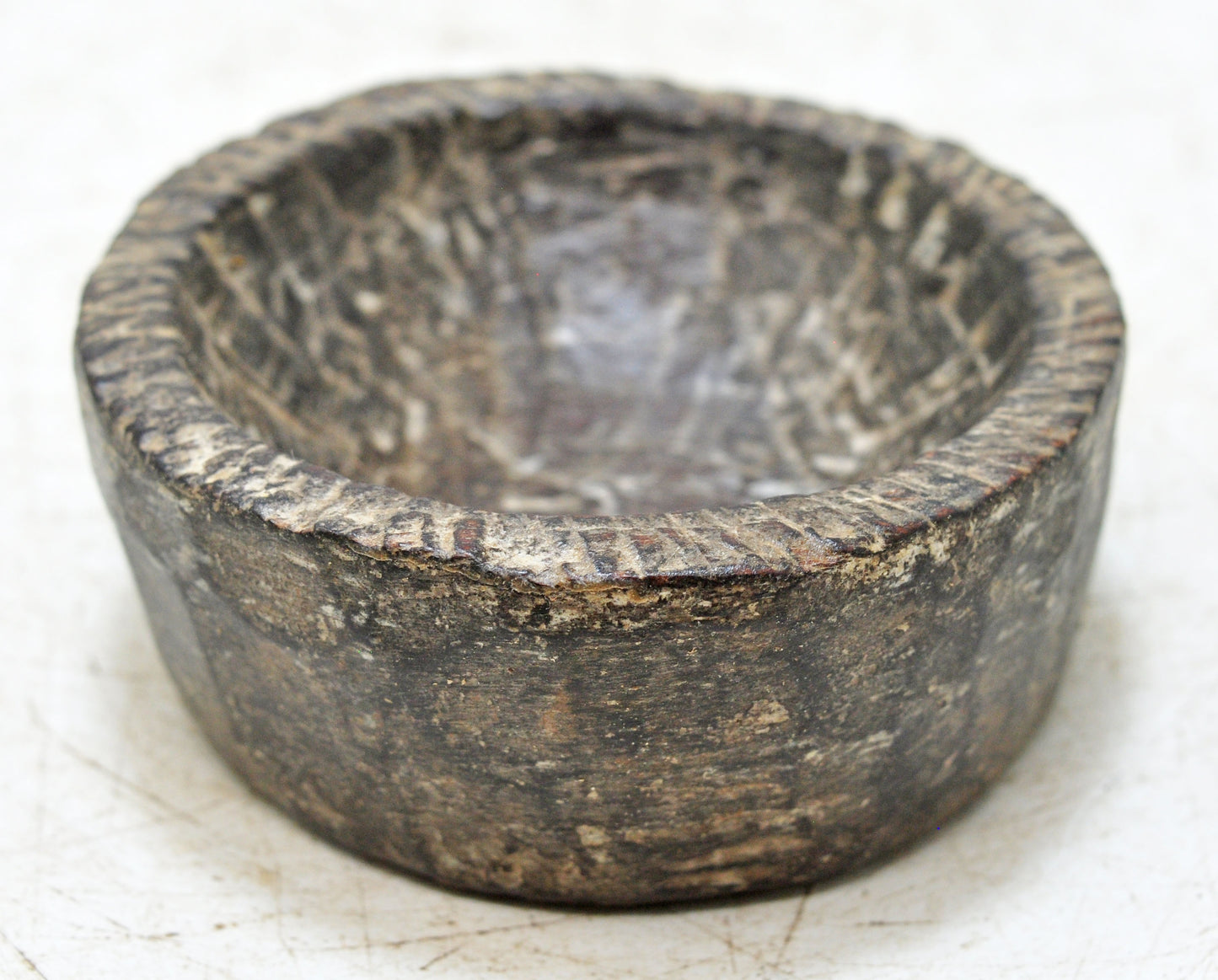 Antique Wooden Small Salt Spice Bowl Original Old Hand Carved