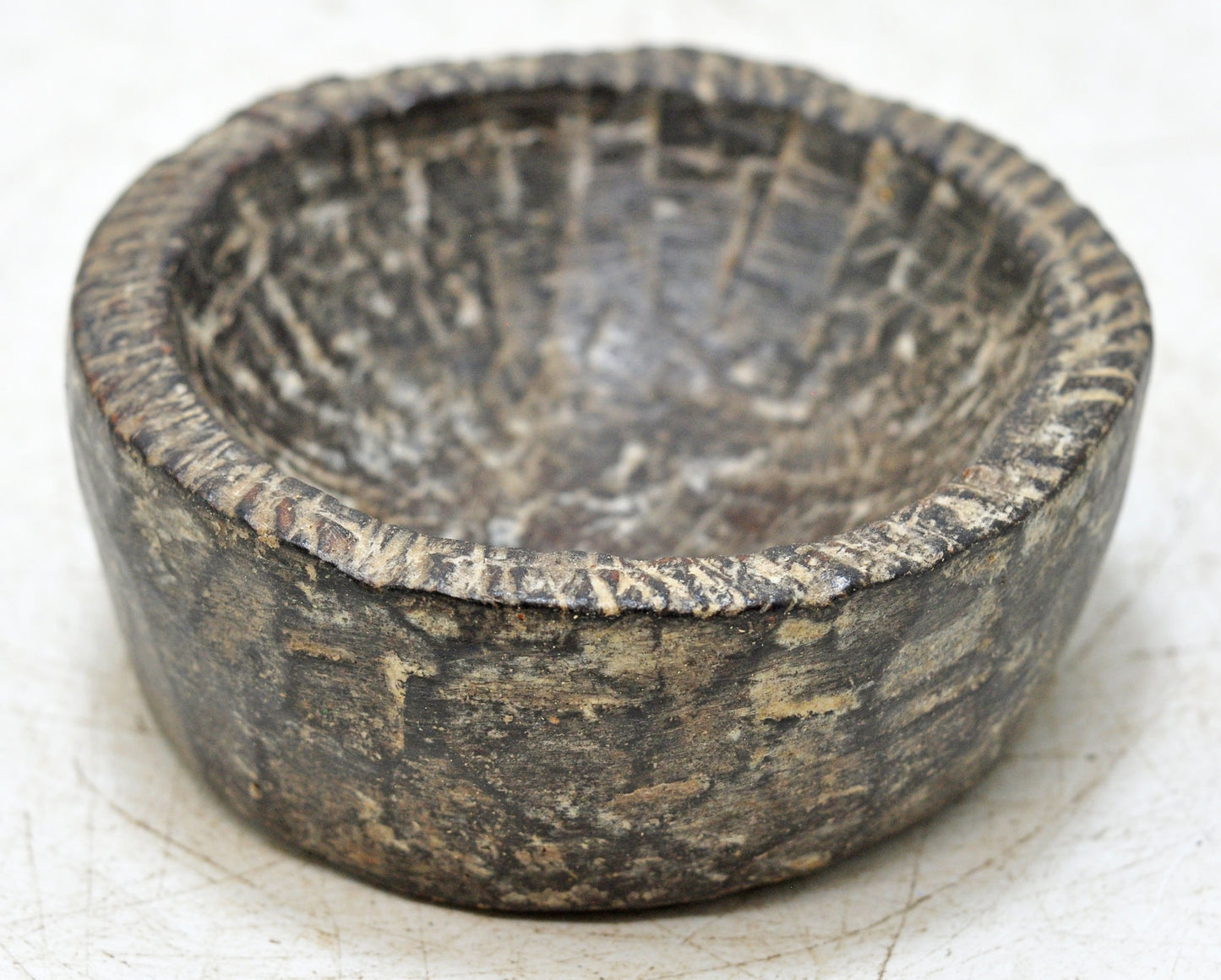 Antique Wooden Small Salt Spice Bowl Original Old Hand Carved