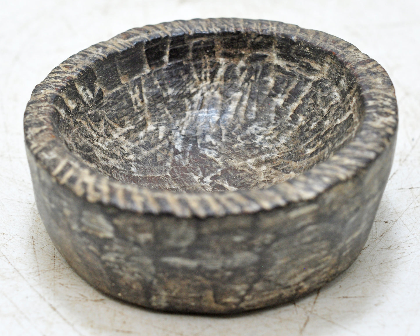 Antique Wooden Small Salt Spice Bowl Original Old Hand Carved