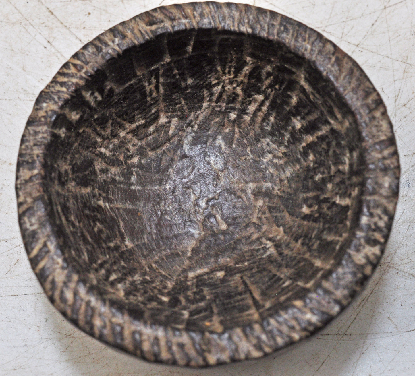 Antique Wooden Small Salt Spice Bowl Original Old Hand Carved