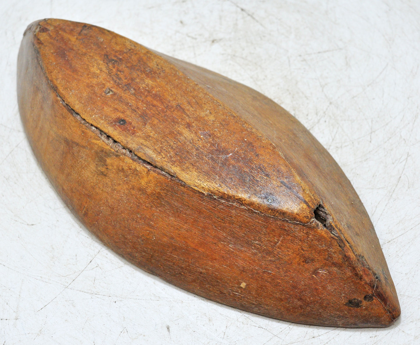 Antique Wooden Boat Shaped Kharal Bowl Original Old Hand Carved