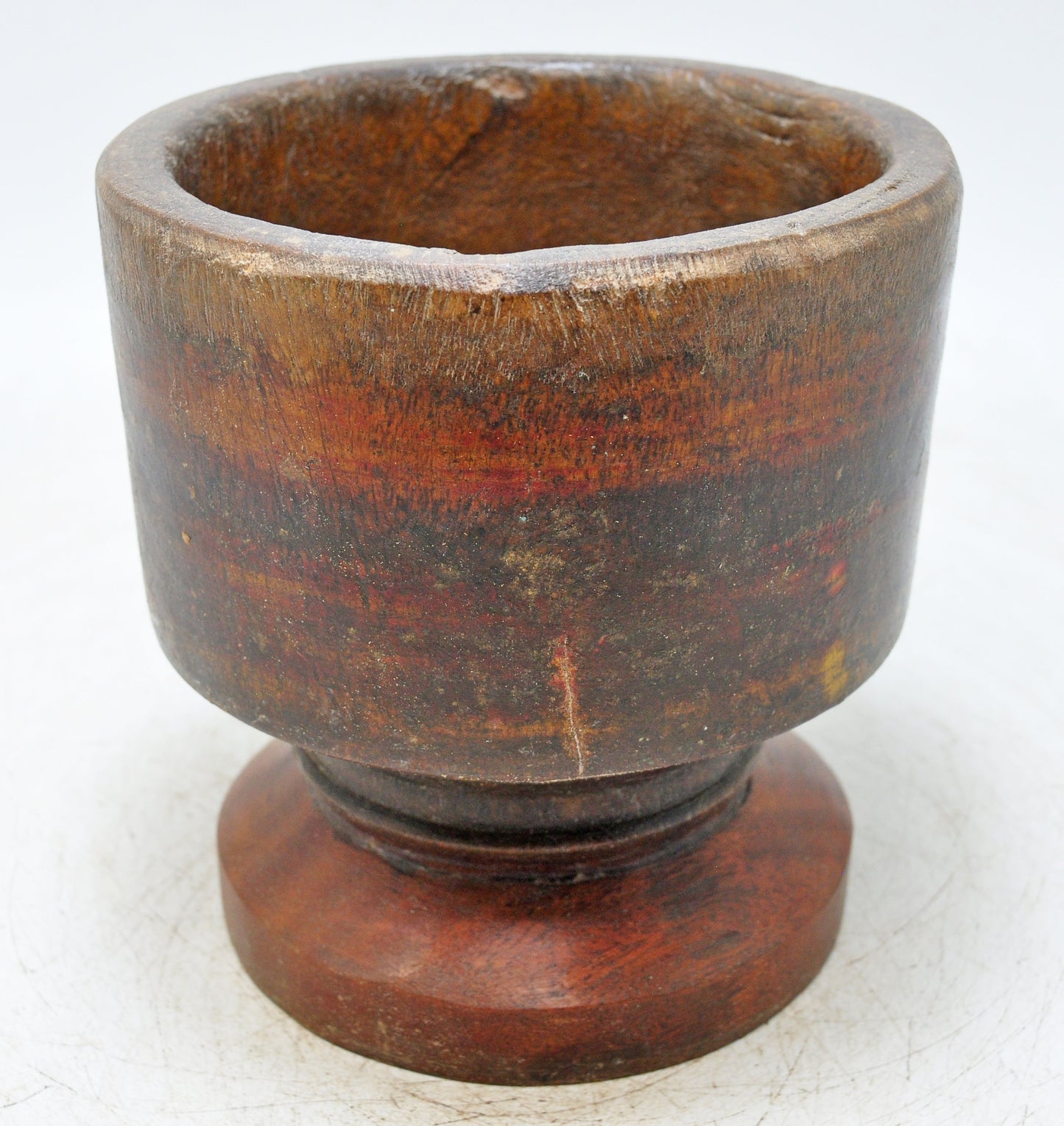 Antique Wooden Round Spice Grinding Round Bowl Original Old Hand Carved