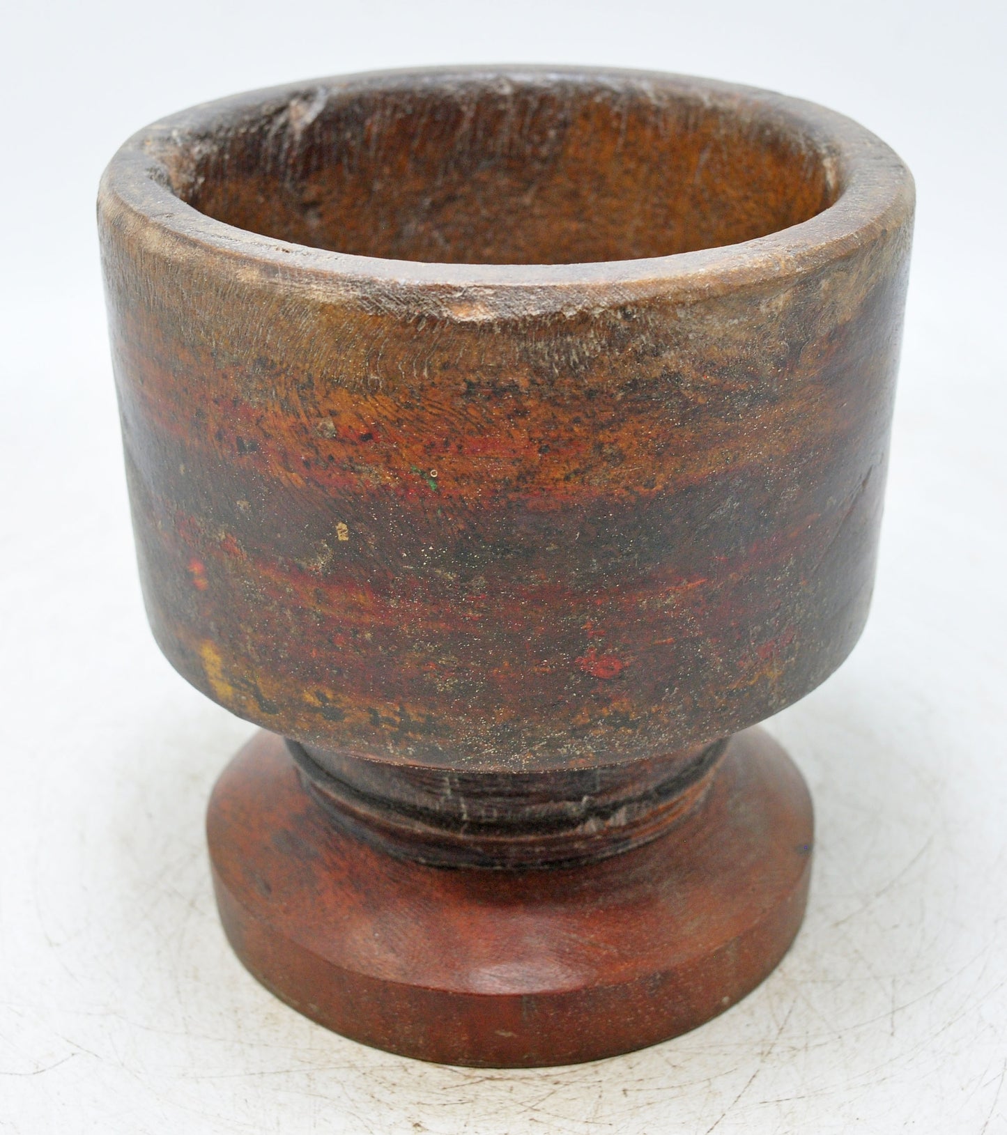 Antique Wooden Round Spice Grinding Round Bowl Original Old Hand Carved