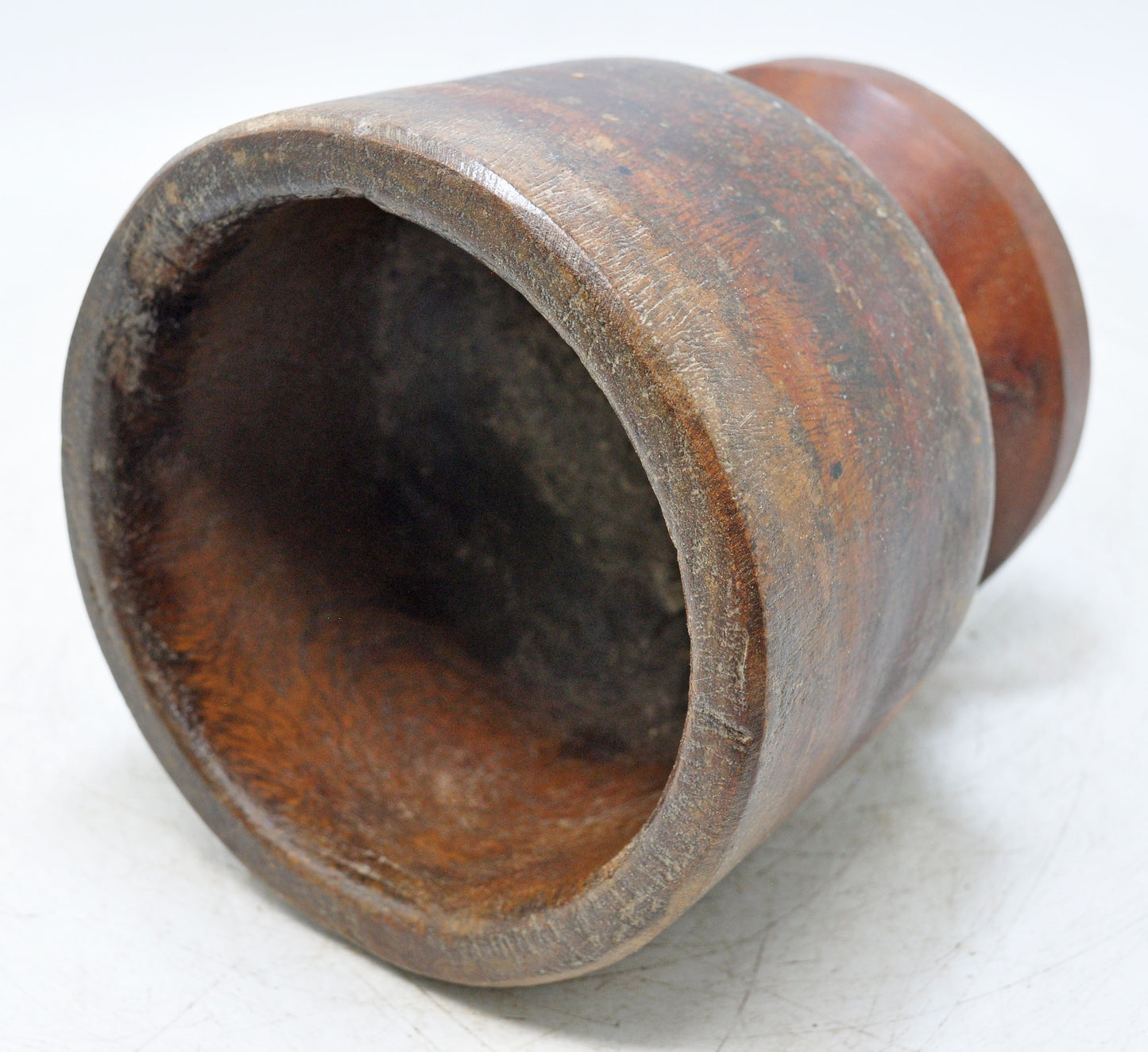 Antique Wooden Round Spice Grinding Round Bowl Original Old Hand Carved