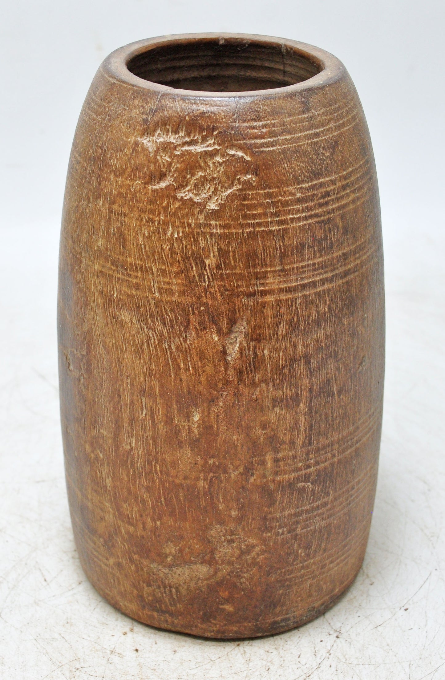 Antique Wooden Grain Measurement Pot Original Old Hand Carved