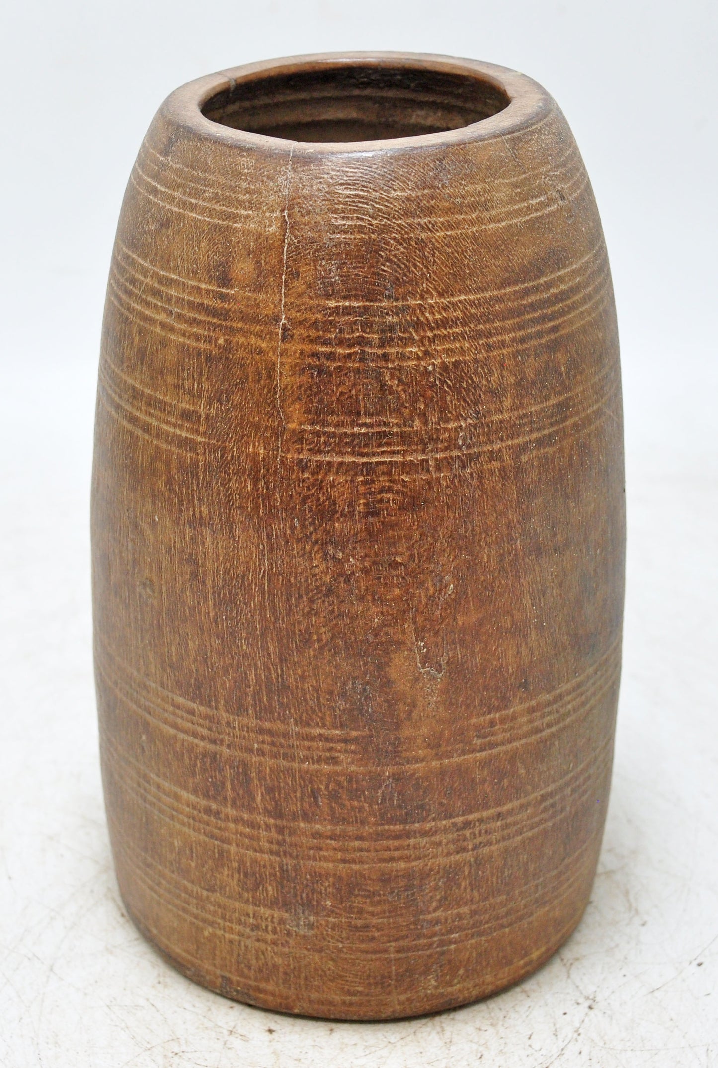 Antique Wooden Grain Measurement Pot Original Old Hand Carved