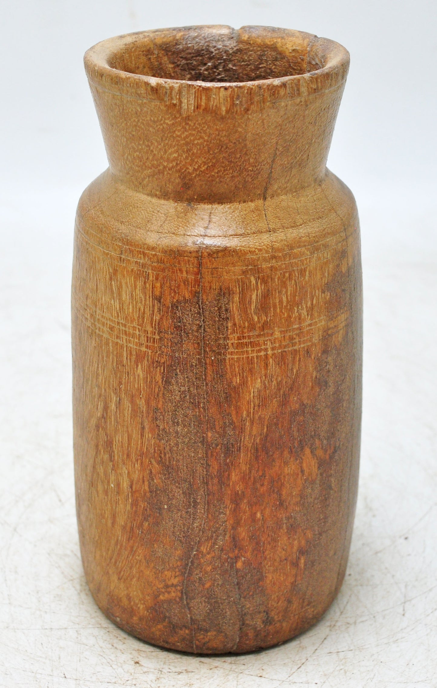 Antique Wooden Grain Measurement Pot Original Old Hand Carved