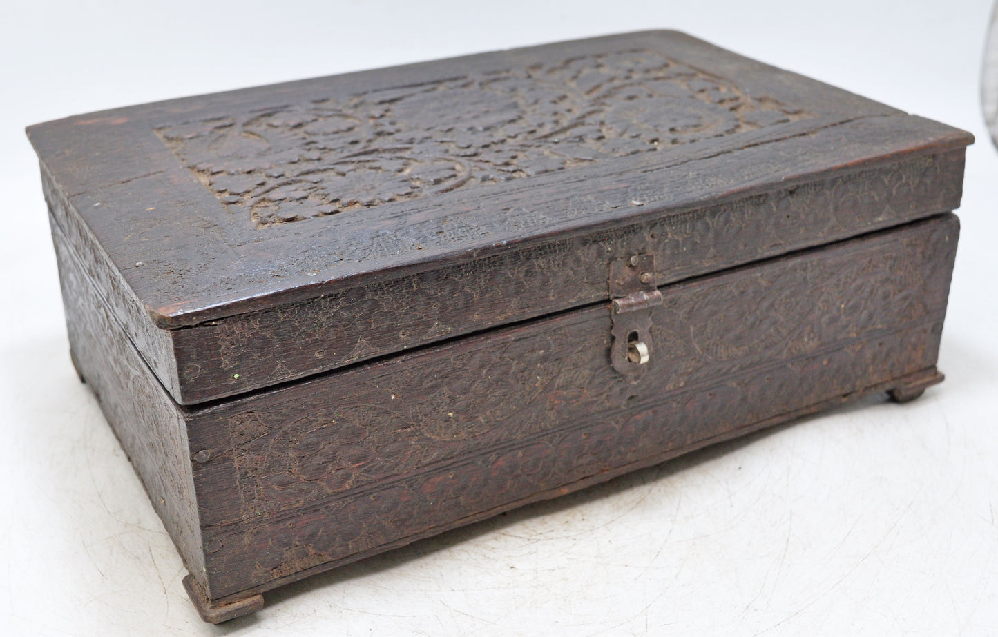 Antique Wooden Merchants Cash Chest Box Original Old Fine Hand Carved