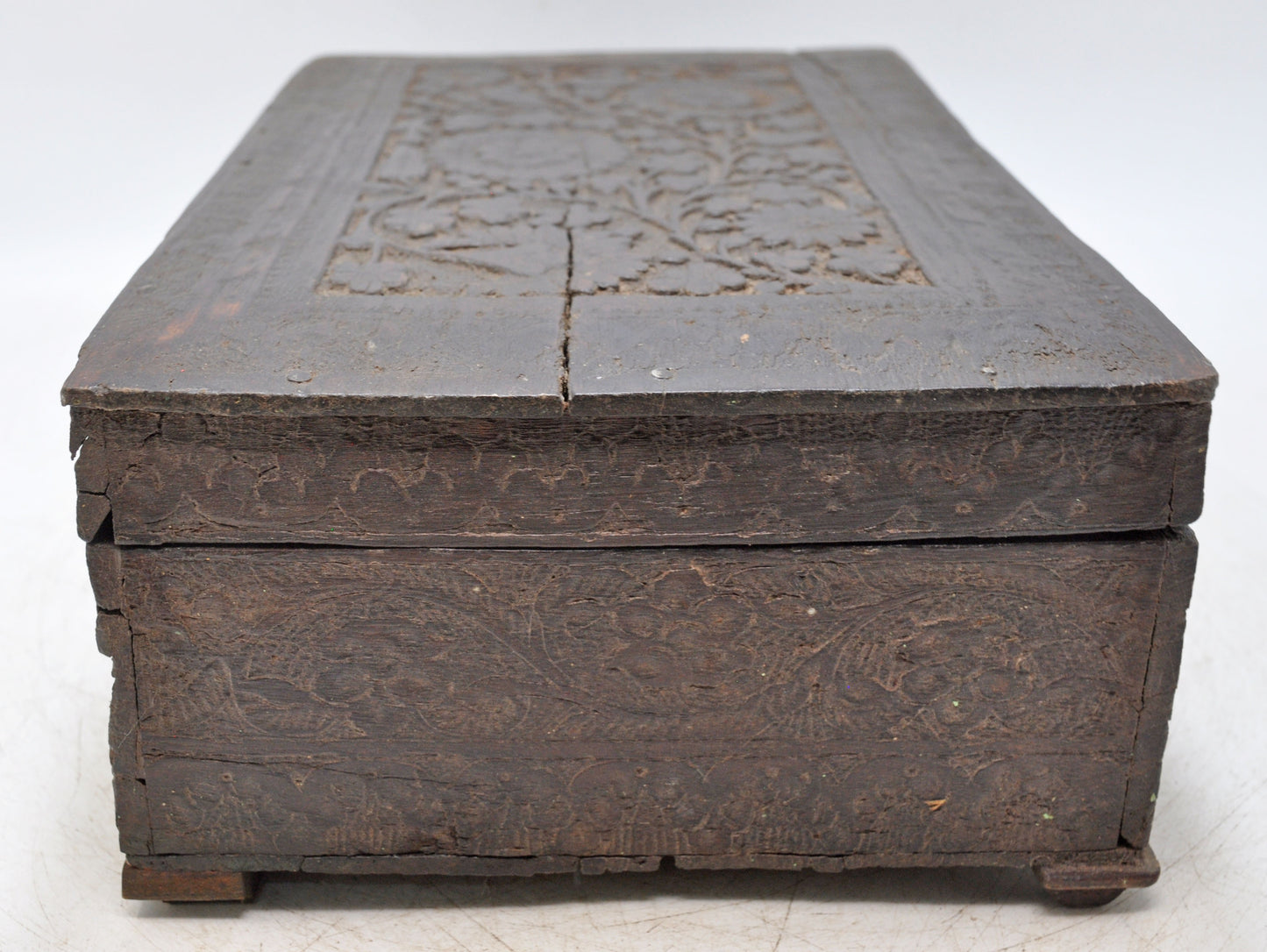 Antique Wooden Merchants Cash Chest Box Original Old Fine Hand Carved