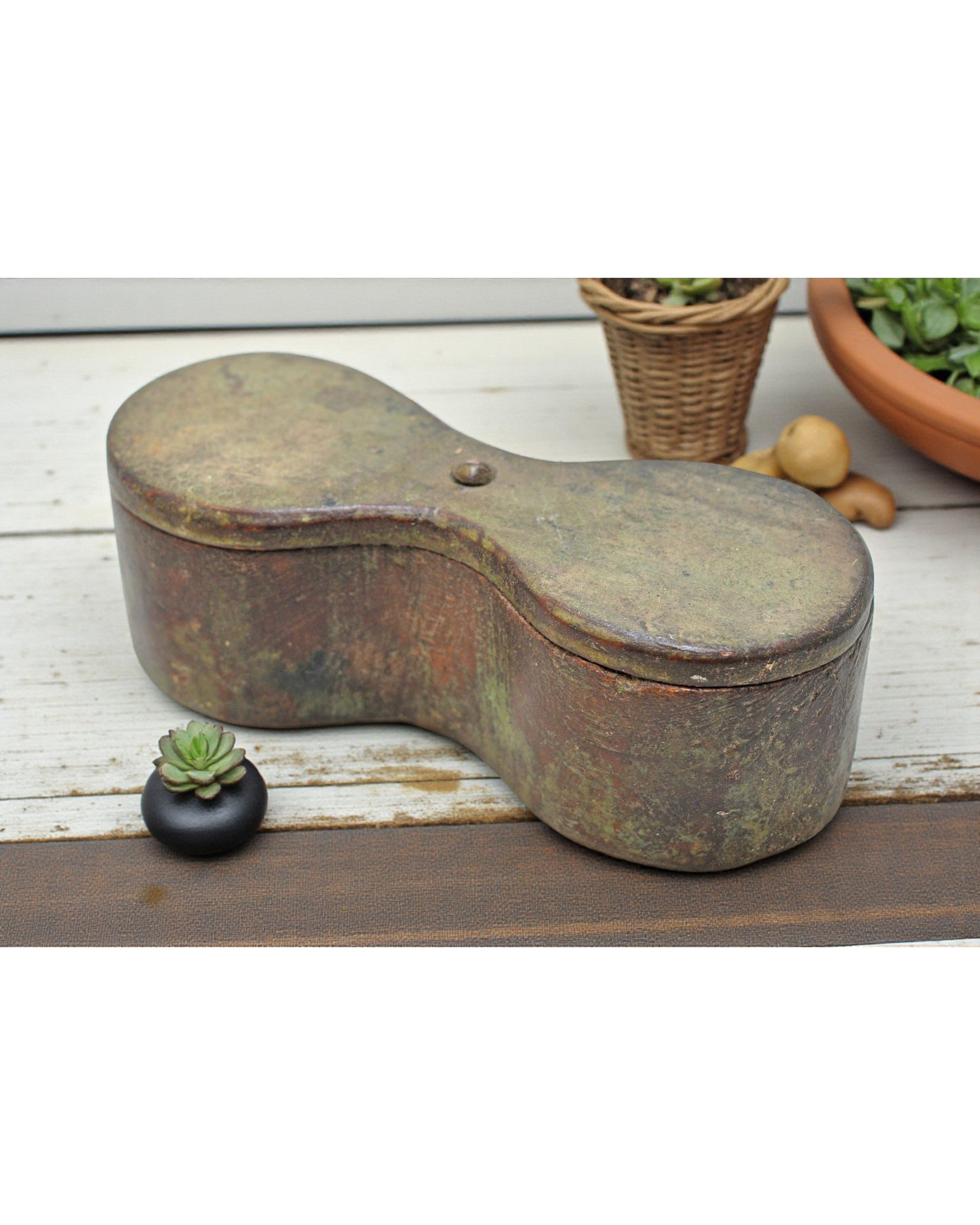 Antique Wooden Kitchenware Spice Box Original Old Hand Carved