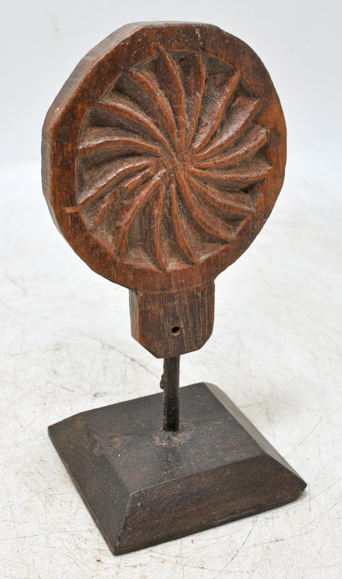 Antique Wooden Floral Carving Plaque on Stand Original Old Hand Carved