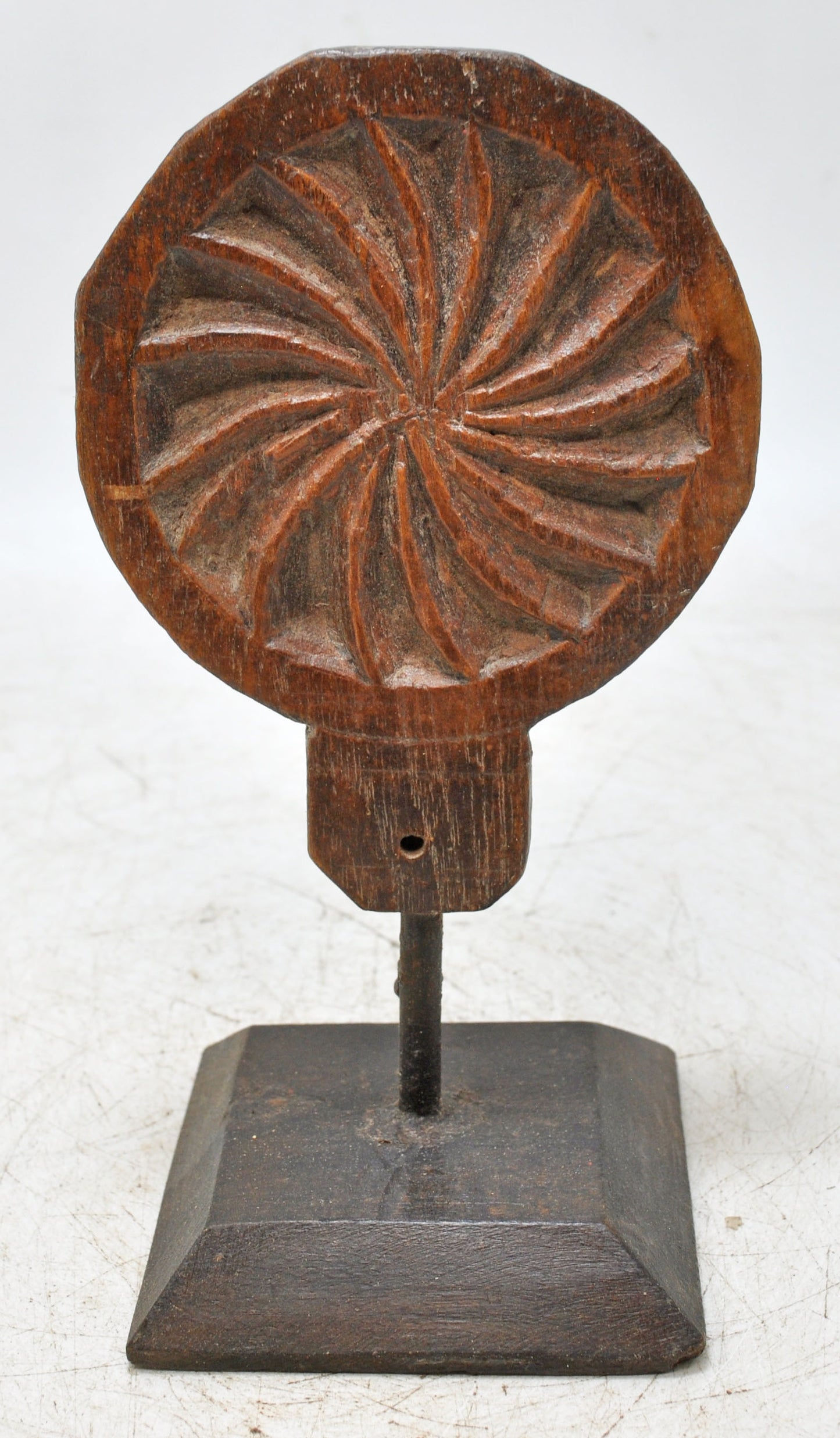 Antique Wooden Floral Carving Plaque on Stand Original Old Hand Carved