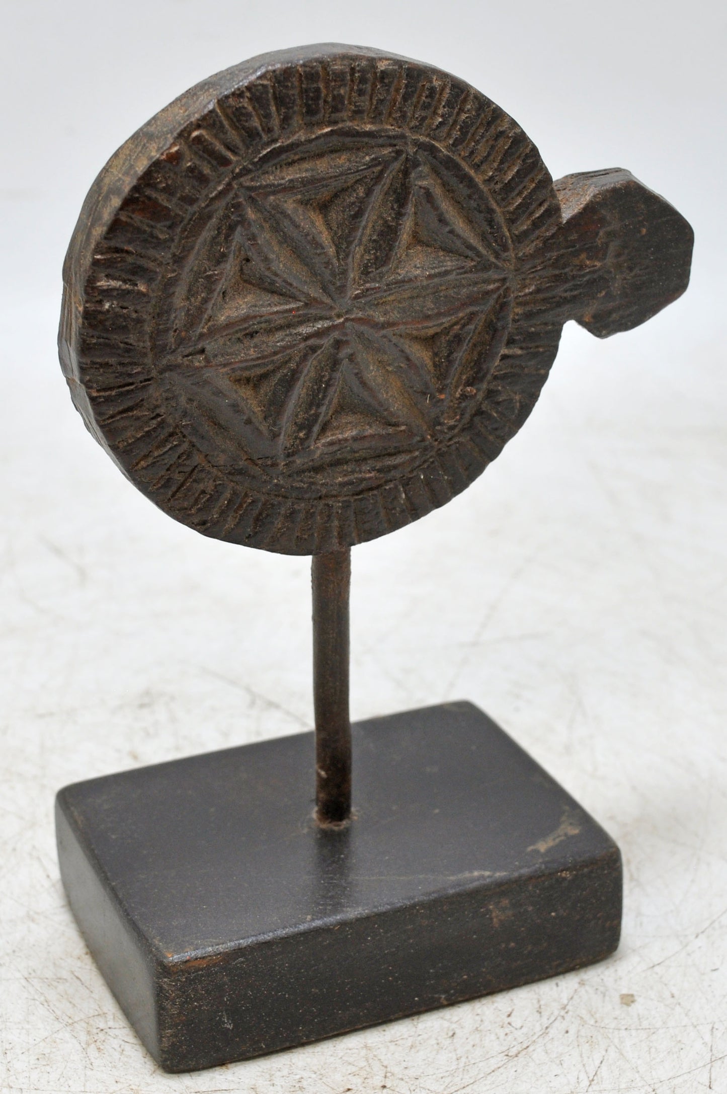 Antique Wooden Floral Carving Plaque on Stand Original Old Hand Carved