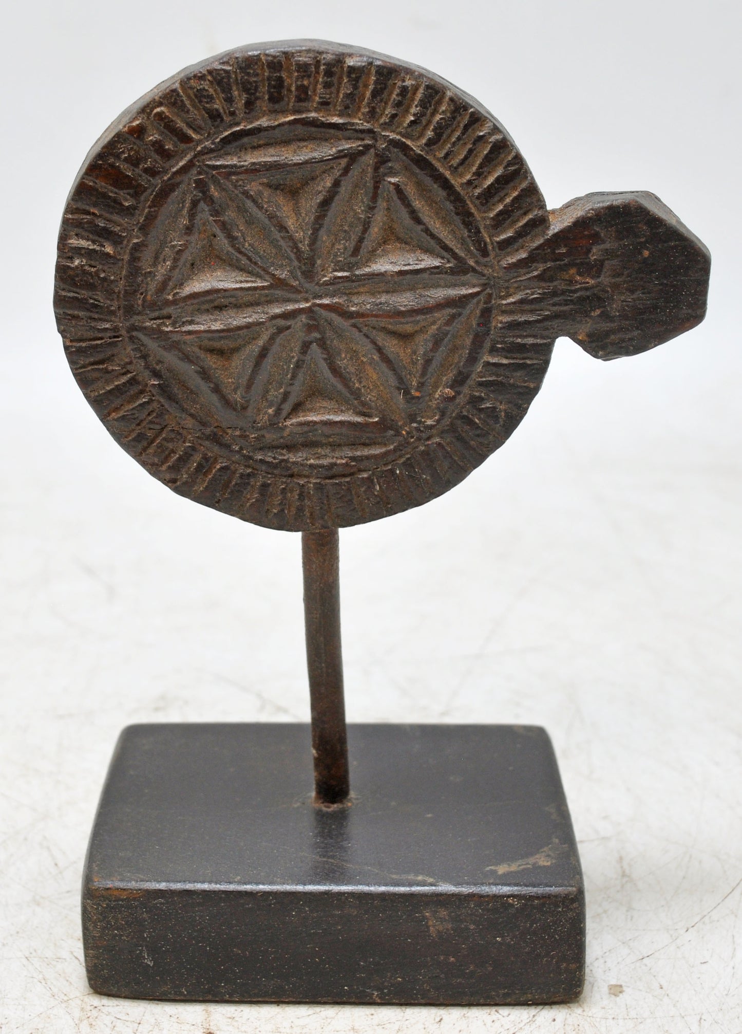 Antique Wooden Floral Carving Plaque on Stand Original Old Hand Carved